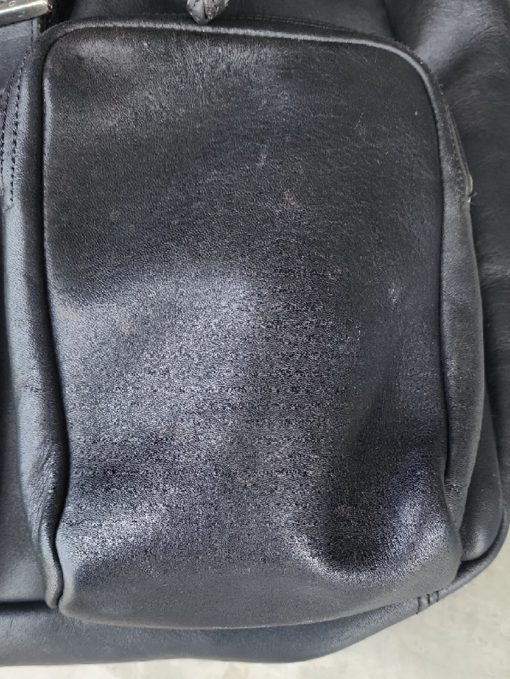 COACH Men's Vintage Black Leather Backpack with Double Front Pockets